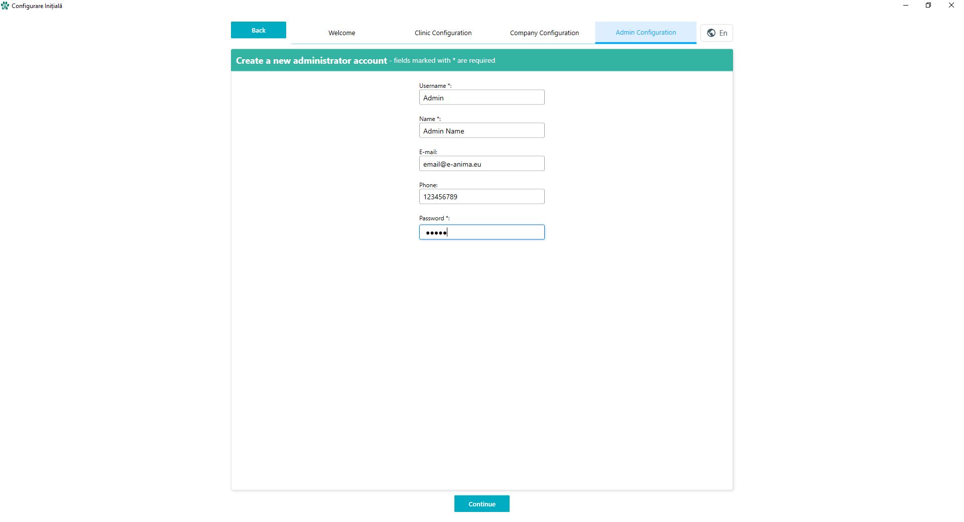 Administrator Account Creation